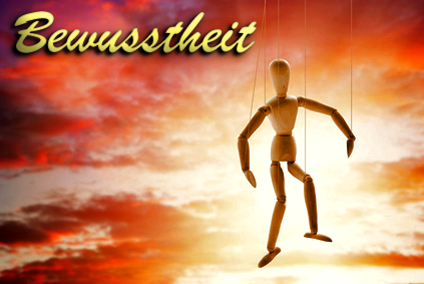 Sich Bewusstheit schafft Befreiung: Marionette vor Licht.